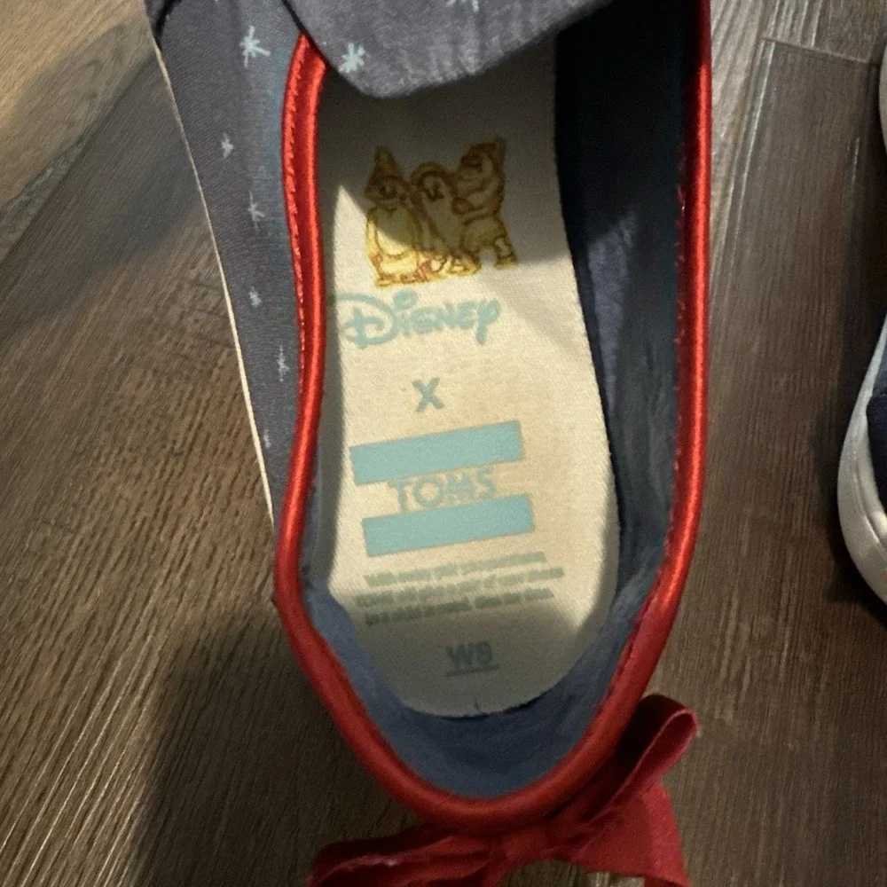 Toms X Disney Snow White Shoes Womens Size 8 Alpargata Seven Dwarfs Canvas‎ Bow